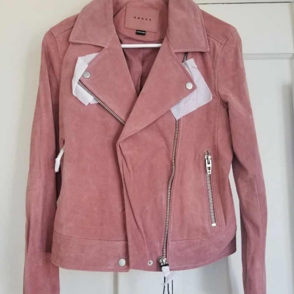 NWT Blank NYC moto jacket in XS (real suede!)